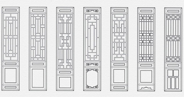 嘉鱼常用中式仿古花窗图案隔断设计图